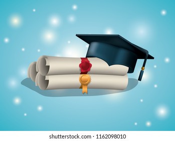 graduation card with diploma and hat