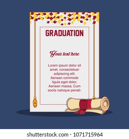 graduation card with diploma icon