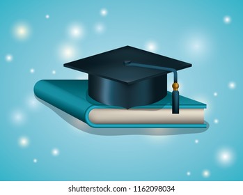 graduation card with hat and book