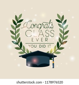 graduation card with hat and crown
