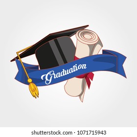 graduation card with hat and diploma