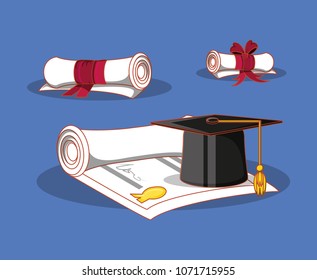 graduation card with hat and diploma