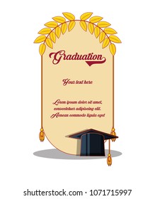 graduation card with hat and diploma