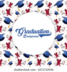 Graduation Card With Hat And Diploma Pattern