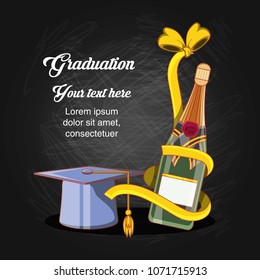 graduation card with hat and wine