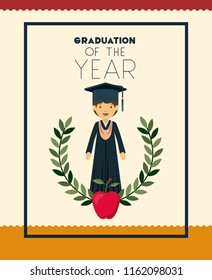 graduation card with man character