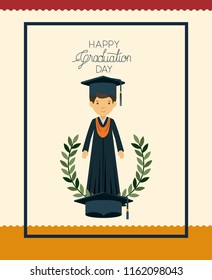 graduation card with man character