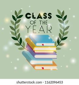 graduation card with pile books
