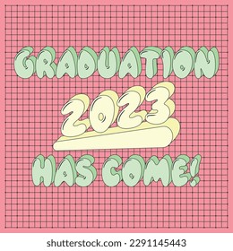 Graduation card template 2023 in y2k style. Retro graduation card. Card for social networks.