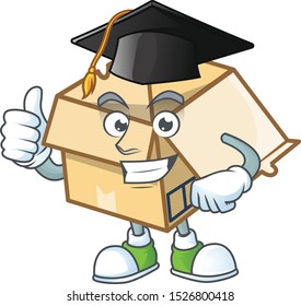 Graduation cardboard open with character mascot shape