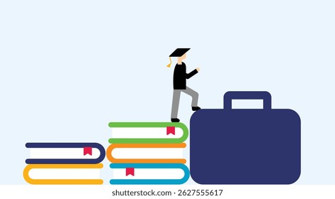 Graduation to career transition progress illustration