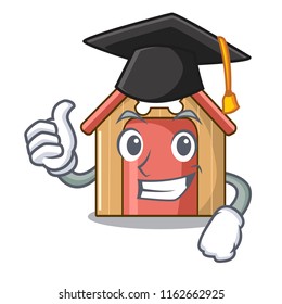 Graduation cartoon dog house and bone isolated