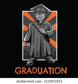Graduación. Ilustración del vector de dibujos animados EPS10