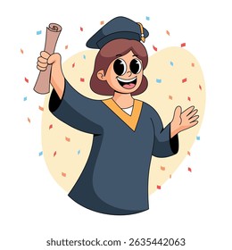 Graduation Celebration with Diploma Illustration	