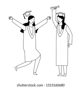 graduation celebration girls black and white