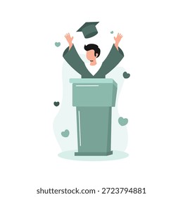 Ilustración de celebración de graduación diseño de Vector plano