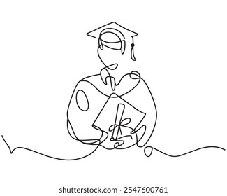 Graduation Celebration Line Art vector 