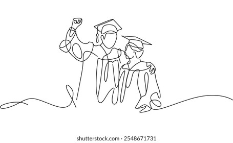 Graduation Celebration Line Art vector 