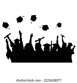 graduation celebration silhouette. education graduate background. happy academic ceremony.