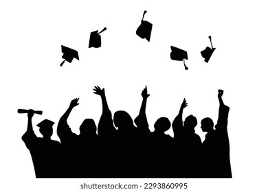 graduation celebration silhouette. education graduate background. happy academic ceremony.