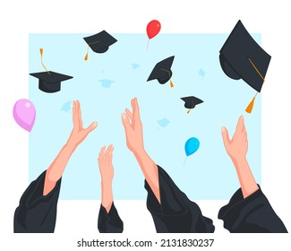 
Celebración de graduación, tirando una gorra al aire.