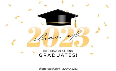 Graduation Ceremony Banner Class 2023 Congratulations Stock Vector ...