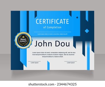 Graduation ceremony certificate design template. Vector diploma with customized copyspace and borders. Printable document for award and recognition. Ubuntu Condensed, Arial, Calibri Regular fonts used