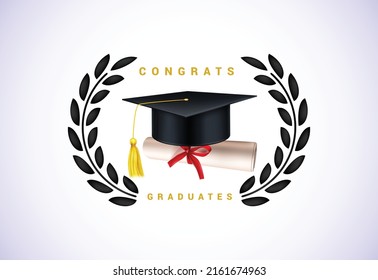 Graduation ceremony. Congratulations graduates design for stamps, logos, cards, and invitations.