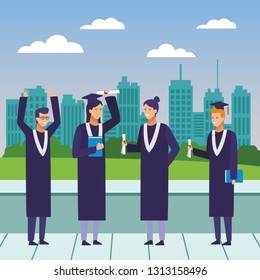 graduation ceremony diploma people