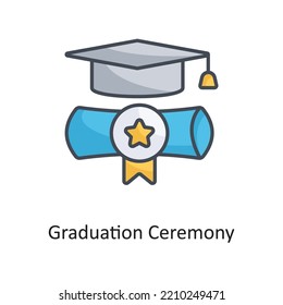 Graduation Ceremony Filled Outline Vector Icon Design illustration on White background. EPS 10 File