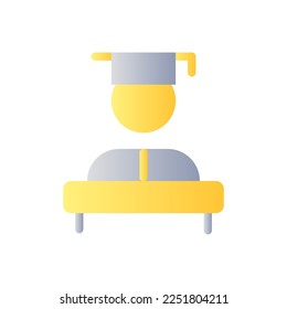 Graduation ceremony flat gradient two-color ui icon. Commencement student speaker. Valedictory speech. Simple filled pictogram. GUI, UX design for mobile application. Vector isolated RGB illustration