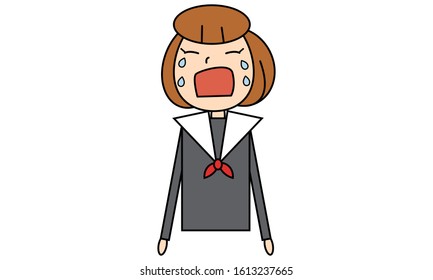Graduation ceremony: Girl student pattern, black line ~ crying face