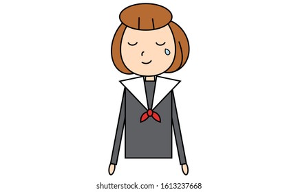 Graduation ceremony: Girl student pattern, black line ~ tears