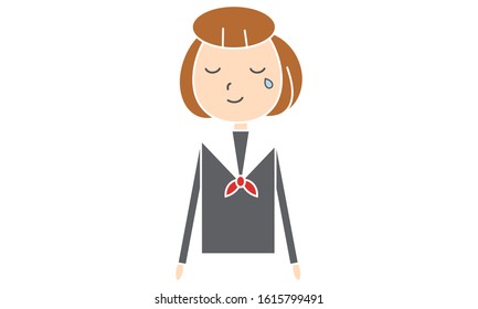 Graduation ceremony: Girl student pattern, whiteline ~ tears