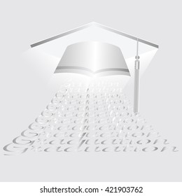 graduation ceremony hat and graduation text background