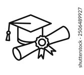 Graduation ceremony icon Black line art vector logo