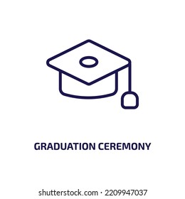 graduation ceremony icon from business collection. Thin linear graduation ceremony, college, education outline icon isolated on white background. Line vector graduation ceremony sign, symbol for web 