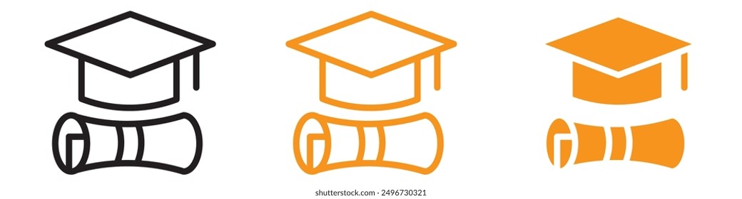 Graduation Ceremony Icon Set Academic Achievement Illustrations for Education and Celebrations