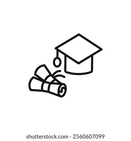 Graduation ceremony icon vector line logo art