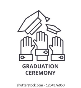 Graduation ceremony line icon concept. Graduation ceremony vector linear illustration, symbol, sign