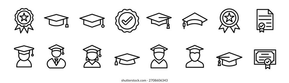 Ilustración de paquete de Vectores de línea de ceremonia de graduación