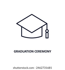 graduation ceremony outline icon.  Thin line icon from business collection. Editable vector isolated on white background