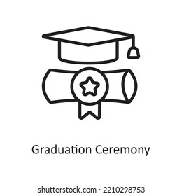 Ilustración de diseño de icono de vector de contorno de graduación en fondo blanco. Archivo EPS 10