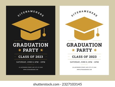 Graduation ceremony party invitation poster event celebration announcement set isometric vector illustration. Academic degree diploma education achievement greeting award celebrate advertising