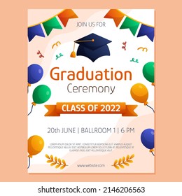 Graduation Ceremony Poster Invitation Student Cap Stock Vector (Royalty ...