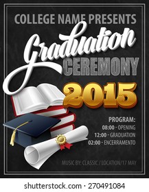 Graduation Ceremony. Poster template Vector illustration
