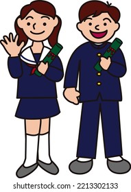 Abschlusszeremonie in Schuluniform