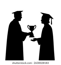 Graduation ceremony silhouette award presentation academic achievement celebration success 100