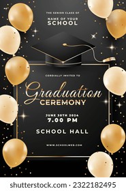 Graduation Ceremony Template in Black and Gold 