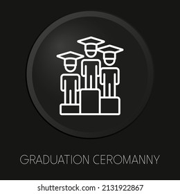 Graduación ceromany icono mínimo de línea vectorial en botón 3D aislado en fondo negro. Vector Premium.